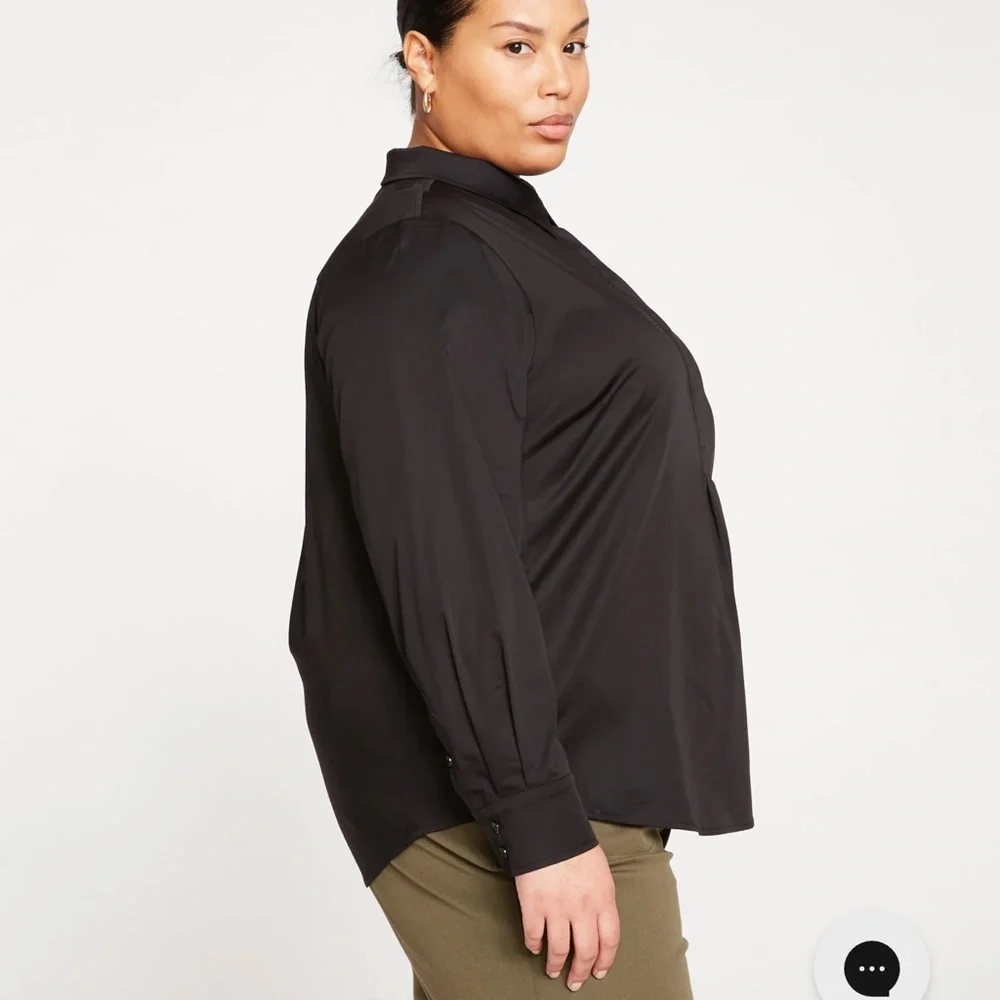 Universal Standard Black Stretch‎ Popover Shirt Minimalist Workwear XL